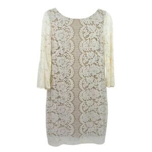 Elegant Cream Lace Long Sleeve Dress
